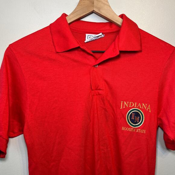 Vintage Hanes Indiana University Hoosier Short Sleeve Polo Shirt Red Size Small - Picture 2 of 4